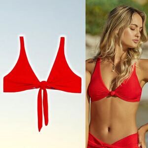 NWT PQ SWIM Calypso Drew Knot Tie Bikini Top Sz 14